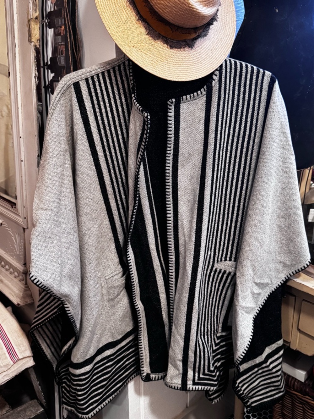 MIH BRAND Wool Poncho Coat Cape REVERSIBLE